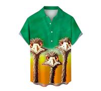 Yowablo Hawaii Hemden Herren Herren-Ozean-Hemden, langärmelig, lässig, Button-Down-Strand-Blumenhemd Hemd (b-Green, XXXXL)