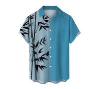 Yowablo Hawaii Hemden Herren Herren-Ozean-Hemden, langärmelig, lässig, Button-Down-Strand-Blumenhemd Hemd (a-Blue, XL)