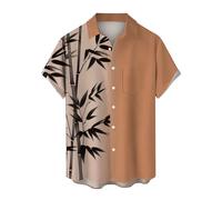 Yowablo Hawaii Hemden Herren Herren-Ozean-Hemden, langärmelig, lässig, Button-Down-Strand-Blumenhemd Hemd (a-Yellow, M)