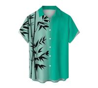 Yowablo Hawaii Hemden Herren Herren-Ozean-Hemden, langärmelig, lässig, Button-Down-Strand-Blumenhemd Hemd (a-Green, XL)