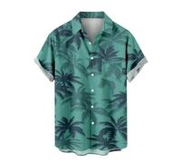 Yowablo Hawaii Hemden Herren Herren-Ozean-Hemden, langärmelig, lässig, Button-Down-Strand-Blumenhemd Hemd (b-Blue, XXL)