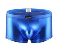 Yowablo Herren Boxershort Basic Boxer Unterwäsche Retroshorts Unterhosen Leder Boxer Breathable Raised Underwear (XXL,2Blau)