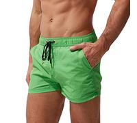 Yowablo Herren Drawstring Badehose Plus Size Männer Atmungsaktive Badehose Solide Badebekleidung Beach Shorts Slim Wear (S,1Grün)