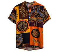 Yowablo Herren Hemd Hawaiihemd Freizeithemd Kurzarm Hemd Herren Kurzarm (L,6Gelb)