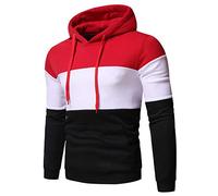Yowablo Herren-Kapuzen-Sweatshirt mit Kapuze, Pullover, Kleidung, Trainingsanzug, langärmlig, Winter, lässig, Oberteil, Bluse Gr. Large, 5 x Rot