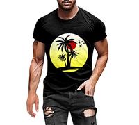 Yowablo Herren Mode Frühling Sommer Lässige Kurzarm O Hals Bedruckte T Shirts Top Bluse Stirb Langsam Shirt (L,Schwarz)