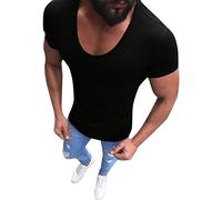 Yowablo Herren Poloshirt Polohemd Stehkragenshirt Kurzarmshirt Funktionsshirt Sportshirt Fitness Shirt Tee T-Shirt Sporthemd Trainingsshirt Sportswear T-Shirt (L,Schwarz)