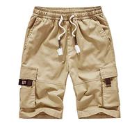 Yowablo Herren Shorts Bermuda Short Mehrfarbiger Overall mit Mehreren Taschen und elastischer Taille (6XL,Khaki)