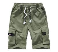 Yowablo Herren Shorts Bermuda Short Mehrfarbiger Overall mit Mehreren Taschen und elastischer Taille (8XL,Armeegrün)
