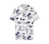 Yowablo Herren Sommerurlaub Tourismus Strand Mode Trend Freizeit 3D Digitaldruck Kurzarmhemd Hemden Mit Krawatte Herren