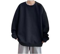 Yowablo Herrenmode Frühling Herbst lässig kurzärmelig Rundhals einfarbig dünn Pullover Top Kleid Pulli Herren