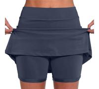 Yowablo Hosenrock Damen Tennisrock Damen Rock mit Hose drunter Tennisrock mädchen Rock Damen mit Shorts sportrock (Marine-a,XL)