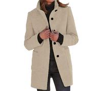 Yowablo Kurzmantel Damen Woll-Cardigan-Mäntel Mit Taschen, Langer Jackenmantel, Modisch, Einfarbig, Lässig, Vorne Offen, Oberbekleidung Wintermantel Warm Wolle (Beige, XXL)