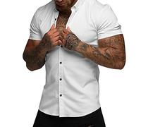 Yowablo Lässige Kurzarmhemden für Herren mit Button-Down-Sommer-Strandhemd Hemd Bedruckt Herren
