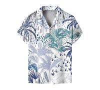 Yowablo Lässiges Hawaii-Hemd mit normaler Passform kurzen Ärmeln für Herren Hemd Herren Winter