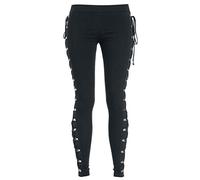 Yowablo Leggings Damen Cool Ultra Gathered Pants Gothic Rocker Distressed Punk Tie (M,2Schwarz)
