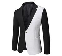 Yowablo Mäntel Jacken Herren Einreihige Schnalle Revers Jacke Mode Herren Bedruckter Freizeitanzug (M,1Schwarz)