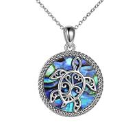 Yowablo Meeresschildkröte Halskette Sterling Silber Liebe Herz Mutter Kind Schildkröte Anhänger Halskette Schildkröte Schmuck Geschenke für Frauen Mutter Schwester Tochter Ketten Halterung