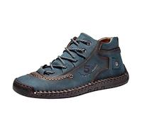 Yowablo Mode Sommer und Herbst Herren Lederschuhe flach weicher Boden bequem Mid Top Lace Up Casual Offene Schuhe Herren 42