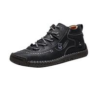 Yowablo Mode Sommer und Herbst Herren Lederschuhe flach weicher Boden bequem Mid Top Lace Up Casual Offene Schuhe Herren 42