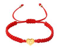 Yowablo Personalisiertes mit 26 Initialen, vergoldeter Buchstabe, gewebtes, zierliches Herz-Charme-rotes, gewebtes rotes M鋘ner, Frauen, M鋎chen M鋘ner Holz