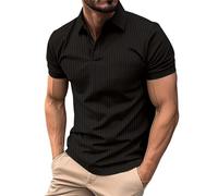 Yowablo Poloshirt Herren Poloshirts männer Herrenmode Frühjahr und Sommer, lässig, kurzärmelig kurzärmelig, T-Shirt-Oberteile Tops (b-Black, M)