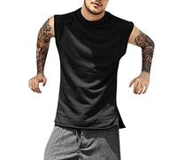 Yowablo Ruckold T Ärmellose Hemden Blusen Herrenoberteile Herrenbluse O-Ausschnitt Modedesign Hemd Herren Rot