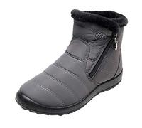 Yowablo Schlupfstiefel Damen Winterboots Winter warme wasserdichte Baumwollschuhe Nylon Schnee Knöchel Kurze Stiefel (42 EU,Grau)