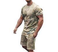 Yowablo Shorts Anzug Sportanzug Herren 3D Kurzarm Anzug Shorts Beach Tropical Hawaiian Body Sport Heimanzug