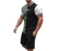 Yowablo Shorts Anzug Sportanzug Herren 3D Kurzarm Anzug Shorts Beach Tropical Hawaiian Body Sport Heimanzug