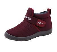 Yowablo Stiefel Damen Schwarz Boots Damen Leder Overknee Stiefel Rot Stiefeletten Damen Braun Overknee Stiefel Weiter Schaft Overknee Stiefel Flach Stiefel Damen Braun (38 EU,Damen-rot)