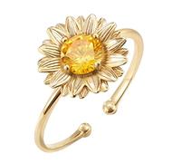 Yowablo Stilvoller Pers鰊lichkeits-G鋘sebl黰chen-Sonnenblumen-Zirkon-Ring-se Blumen-謋fnungs-Ring-Tochter-Ringe mit Perlen, die Ringe-Frauen-Geschenke drehen Ringe Echt Silber Set