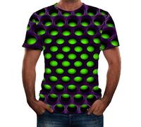 Yowablo T-Shirt Männer groß und groß solide Rundhalsausschnitt Kurzarm 3D gedruckt Mode Komfort Bluse Top (6XL,Grün)