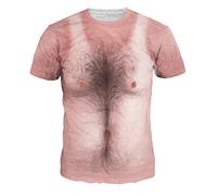 Yowablo T-Shirt Unisex/Herren/Damen/Men/Women Funny 3D Muscle Print Printed Short Pullover Tops Slim Fit Sport für Liebhaber