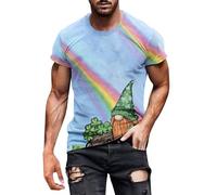 Yowablo t-Shirts für Herren in Übergröße Rundhalsausschnitt Fashion T-Shirts, Kurze Ärmel Tops (Light Blue-1, XXXXXL)