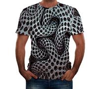 Yowablo Top Herren Sommer 3D gedruckt mit kurzen Ärmeln Fashion Comfort Bluse (XL,2Schwarz)