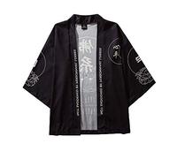 Yowablo Tops Herren Mode Cardigan National Print Lose Jacke Yukata Mantel Baggy Summer (M,2Schwarz)