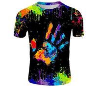 Yowablo Tshirt Herren 3D Druck Hemd Männer Lässige Kurzarm T-Shirts Round Hals Hemden Tops