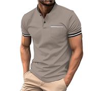 Yowablo Tshirt Herren Poloshirt Herren Herren-Sommerhemd mit bedrucktem Kragen und Knöpfen für Sport und Freizeit Tops Herren Vintage (b-Grey, XXL)