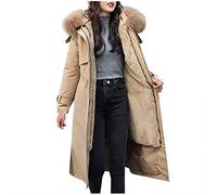 Yowablo wintermantel Langer Mantel Damen Oversize Mantel Mantel Jacke Frauen Winter Warm Slim Pelzkragen Reißverschluss Dicker Mantel Outwear (XXL,Khaki)