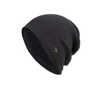 Yowablo Wintermütze Strickmütze Warme Schal Mütze mit Fleece Long Beanie Mütze Bommelmütze Baskenmütze Seemannsmütze Rollmütze Wollmütze Schlafmütze Pudelmütze (5Schwarz)