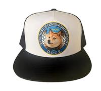 YP Classics Trucker-Mütze, 5 Paneele, Doge Dog-Logo, Wow-Logo, Department of Government Efficiency Trucker-Mütze, weiße Vorderseite, schwarze Netzrückseite, Weiss/opulenter Garten, Einheitsgröße