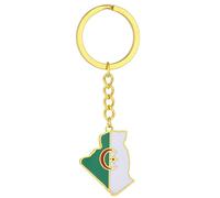 YPBEW Algerien Karte Schlüsselanhänger, Algerien Karte, Flagge, Anhänger, Erinnerungen, Schmuck für Zuhause, Autoschlüssel, Befestigung, Edelstahl, Jahrestagsgeschenk, Party Zubehör