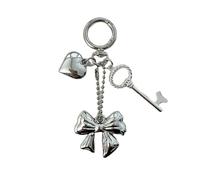 YPBEW Bowknot Bag Charm Versatile Heart Bowknot Hanging Decoration Stylish Keychain for Purses and Keys Sophisticated Bag Jewelry, silber, One size