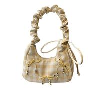 YPBEW Fog Encouraged Rüschen Schachbrett Schultertaschen mit abnehmbarem Gürtel Spring Addition Rossbody Schultertasche