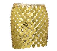YPBEW Glitzernder, figurbetonter Minirock mit Pailletten, Hüfttuch, Bikinis, Körperschmuck, Taillenkette, Nachtclub, Festival, Halloween, Kostüm, Pailletten Körperkettenrock