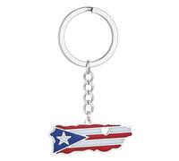 YPBEW Puerto Rico Karte Schlüsselanhänger für Frauen Männer Edelstahl Anhänger Schlüsselanhänger Gold Silber Farbe Vintage Schmuck Amulette Geschenk Mode Schlüsselanhänger