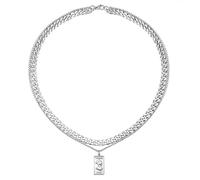 YPBEW Punk Mode Halskette mit rechteckigem Anhänger für Herren, silberfarben, rechteckiger Anhänger, Choker Halskette, kubanische Gliederkette, stilvoller Schmuck