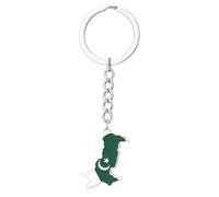 YPBEW Stilvolle Schlüsselanhänger mit Pakistan Karte, gold/silberfarbener Anhänger, Schlüsselanhänger, einzigartiger Ethno Stil, Schlüsselanhänger, Zubehör für Männer, Frauen, Damen Schlüsselanhänger