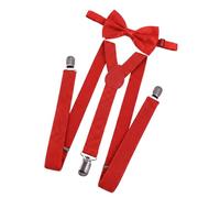 Yphzmtz Herren Hosenträger Fliege Set, Y-Form mit 3 Metallclips Robust, Verstellbares Rückenband für Arbeit Freizeit (Rot)